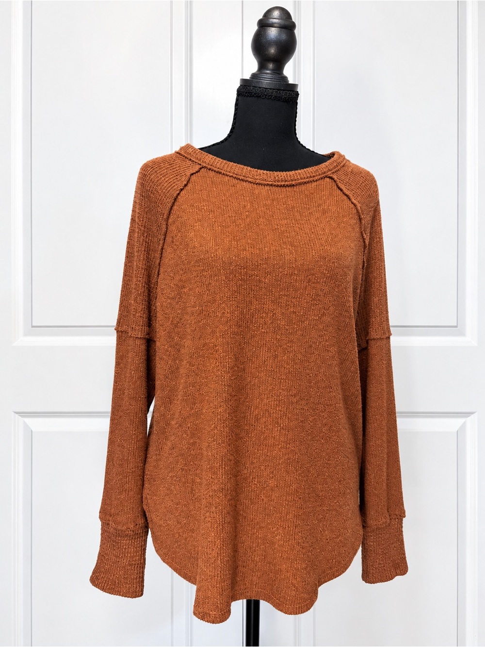 SO Cozy Boatneck Pullover Sweatshirt - Rust